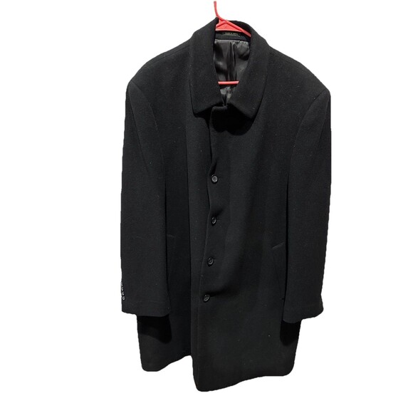Ralph Lauren Black Trench Coat Men's Size 48 Regular Cashmere & Wool Blend LRL